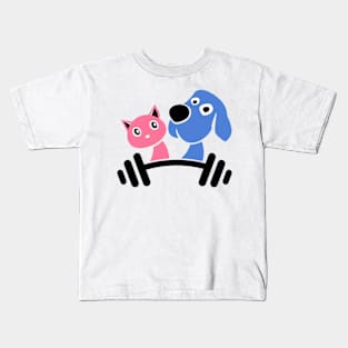 fitness cat dog Kids T-Shirt